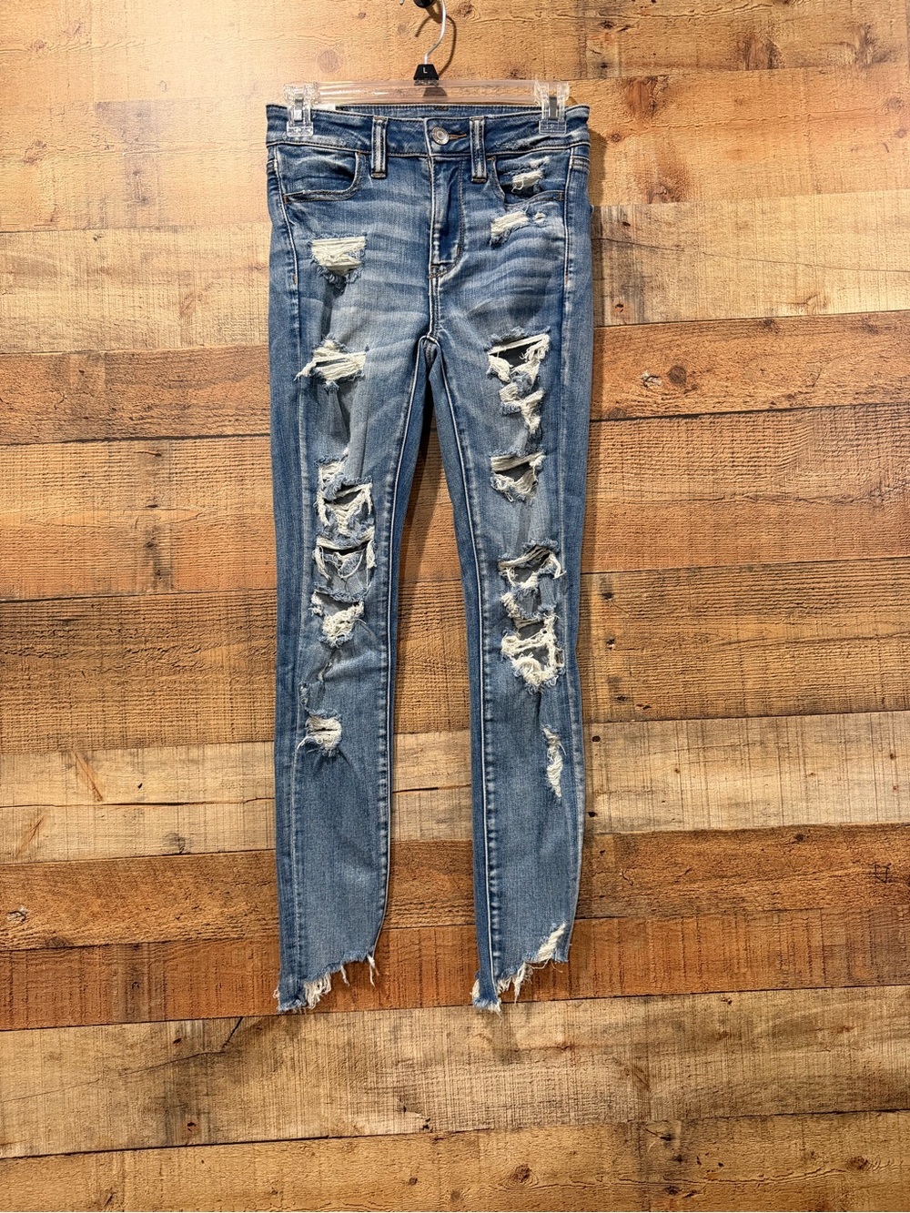 American Eagle Hi-Rise Next Level Stretch Distressed Jeggings Size 2 Short